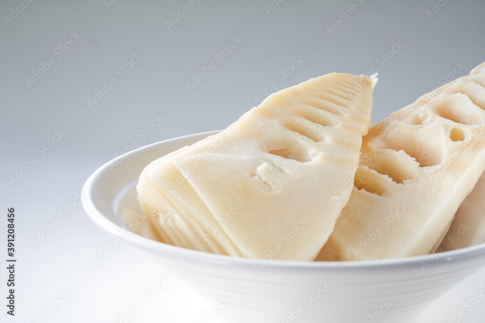 Close-up of a cross section of a sour bamboo shoot, a specialty of Guangxi, China