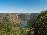 Arribes del duero, panoramic view of the river duero that runs between the mountains, Spain