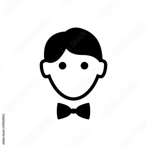 Logotipo con cara de hombre con corbata de lazo en color negro