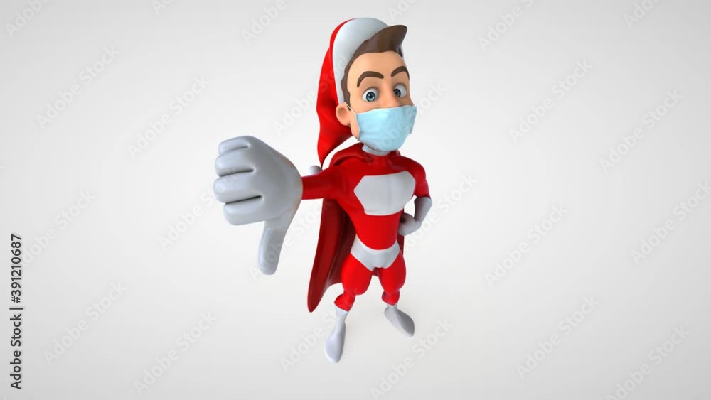 Fun 3D cartoon super Santa Claus with a mask Fun 3D cartoon super Santa Claus with a mask