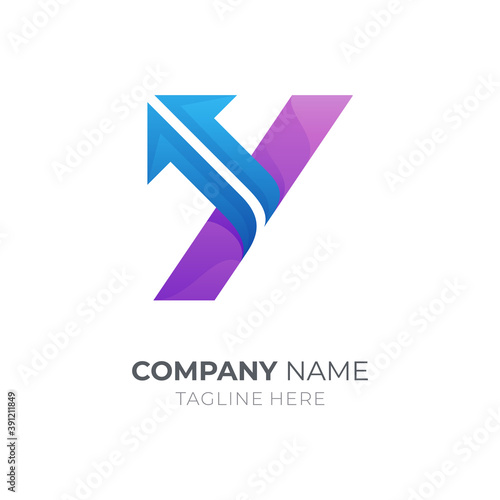 Initial letter Y and up arrow business logo template