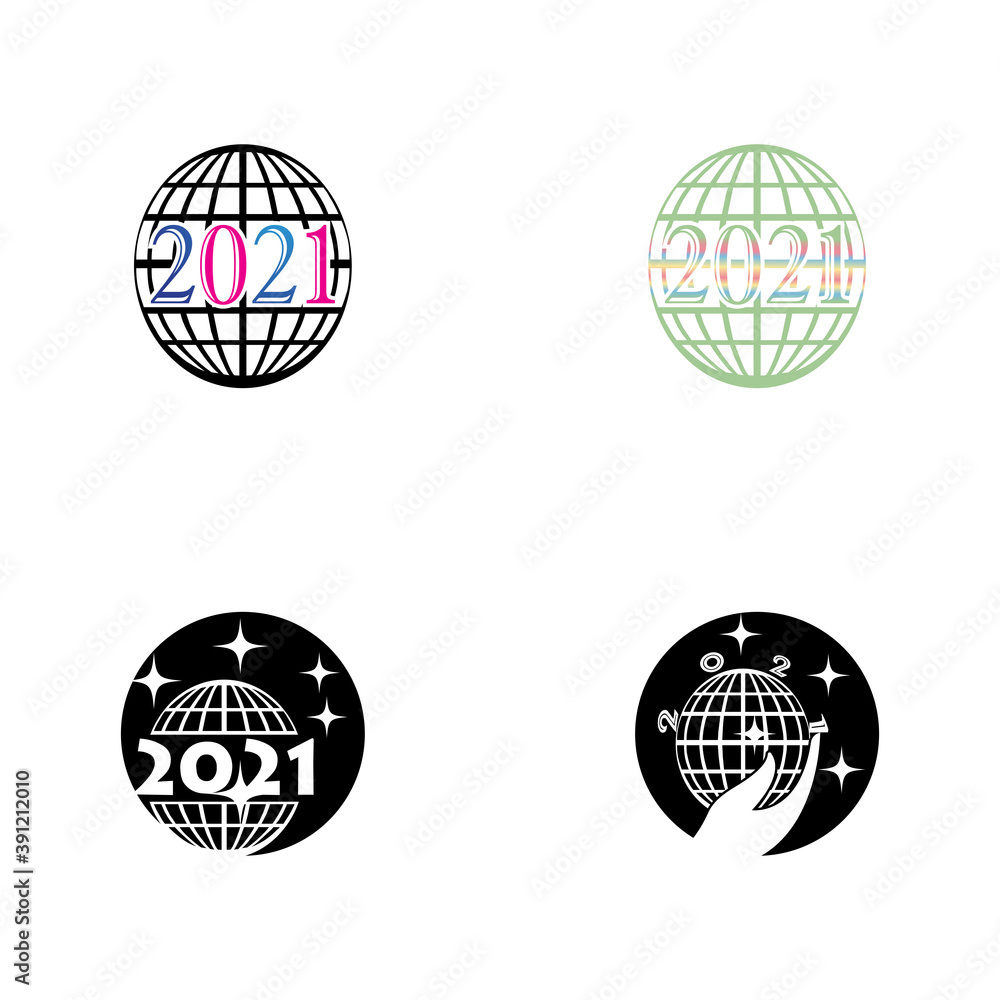 Set 2021 new year icon vector illustration design template Set 2021 new year icon vector illustration design template
