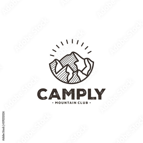 Mountain for Outdoor Adventure Emblem Logo design inspiration Hiking, , Badges, Banners, Emblem For Mountain, Hiking, Camping, Expedition And Outdoor Adventure. Exploring Nature vintage mountain logo