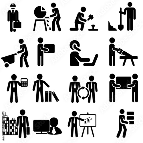 Employees vector icon set. working illustration sign collection. Work symbol.