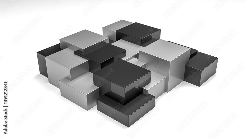 Abstract 3d modern grey and black cubes background