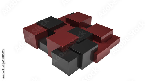 Abstract 3d modern red and black cubes background