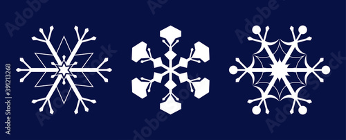 Snowflakes vector. Set of winter elements design. White snow flakes isolated