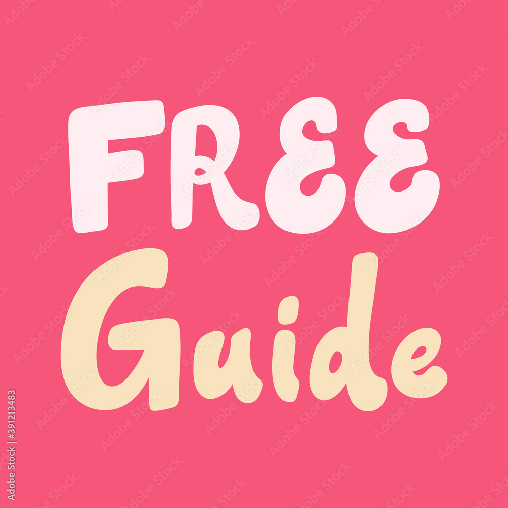 Free Guide. Hand drawn lettering logo for social media content