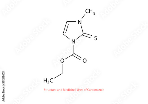 structure and medicinal uses of carbimazole vector design illustration