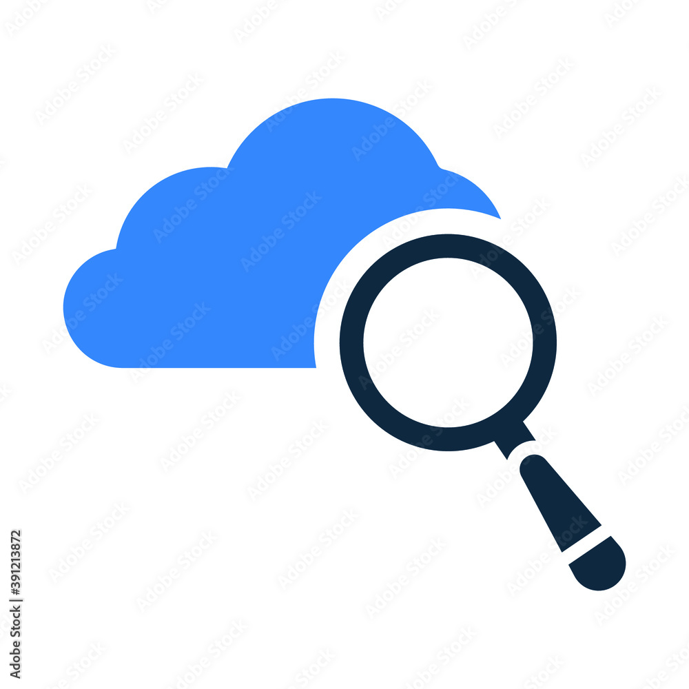 Cloud search, searching icon. Editable vector isolated on a white background. Cloud search, searching icon. Editable vector isolated on a white background.