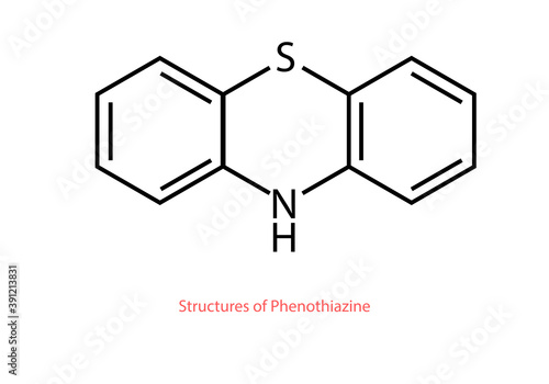 Chemical structure of phenothiazine vector design illustration
