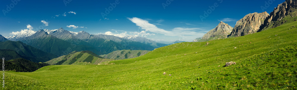 Aerial panorama landscape in mountains