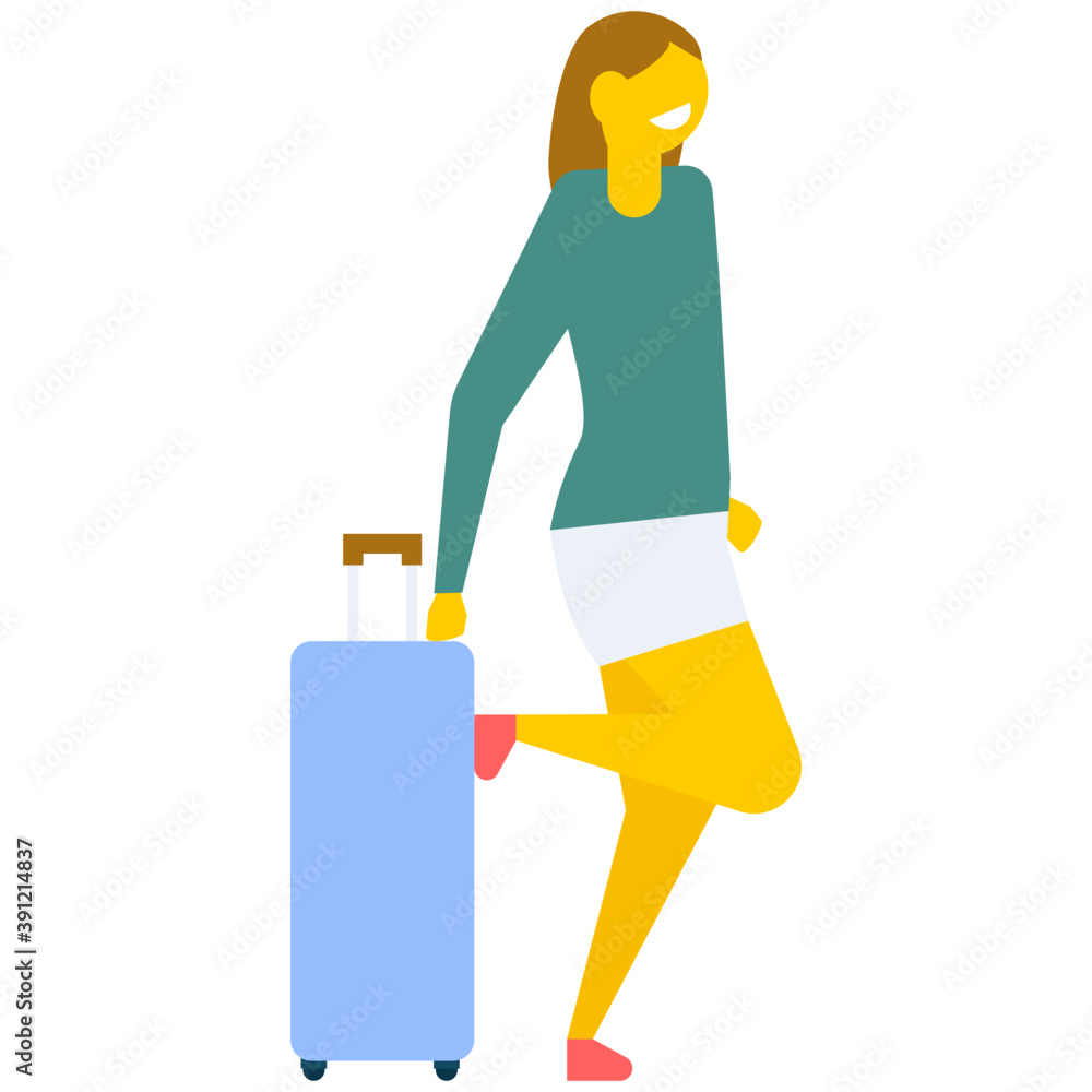 A businesswoman holding a handbag and going on business tour, flat vector icon
A businesswoman holding a handbag and going on business tour, flat vector icon