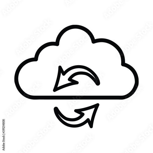 Cloud, network, refresh syncing line icon. outline vector