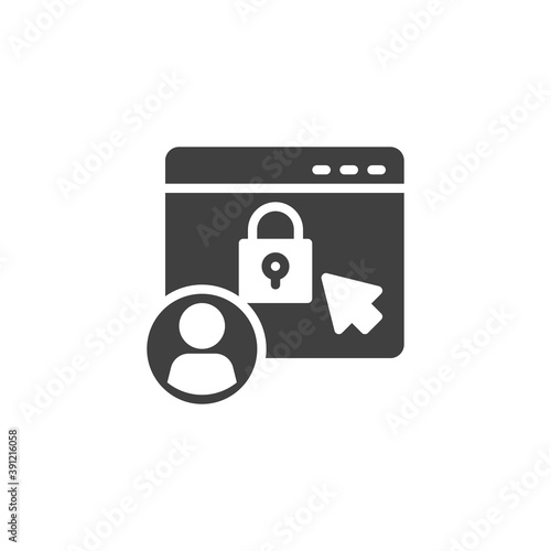 Private user account vector icon. filled flat sign for mobile concept and web design. Website secure verification glyph icon. Symbol, logo illustration. Vector graphics