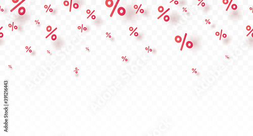 Special offer icons isolated on transparent background. Promo banner with percent off signs. Vector seamless sale discount border for promotion, best price or Black Friday design photo