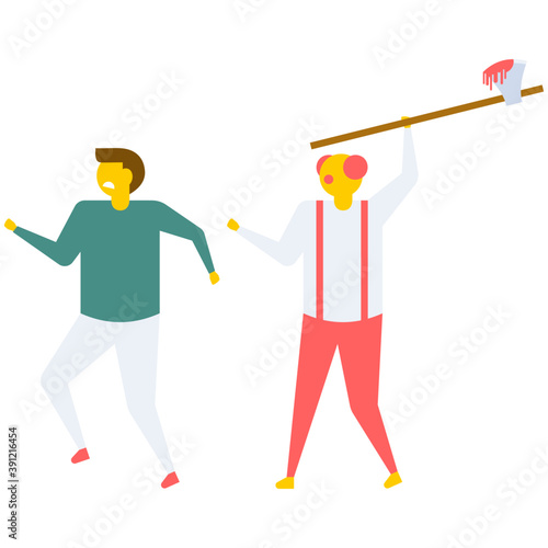 
Zombie axe murder prank, flat vector icon 
