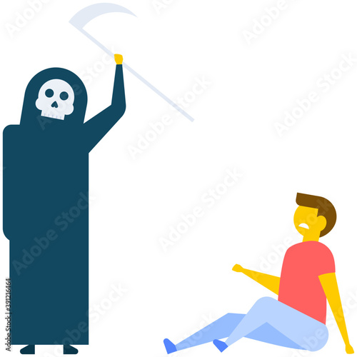 
Zombie axe murder prank, flat vector icon 
