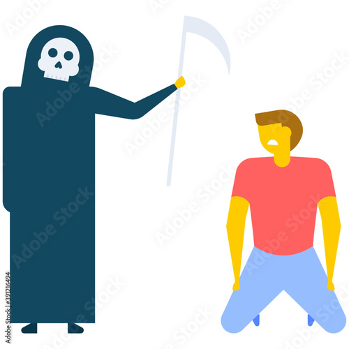 
Zombie axe murder prank, flat vector icon 
