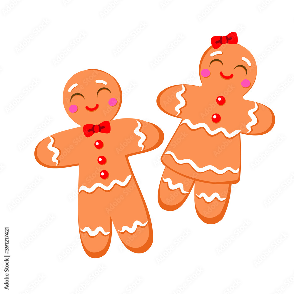 Fototapeta premium happy gingerbread man and woman