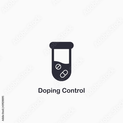 Test-tube icon. Doping control. Tubes for safe storage and transportation of doping samples. Pill icon. Vector