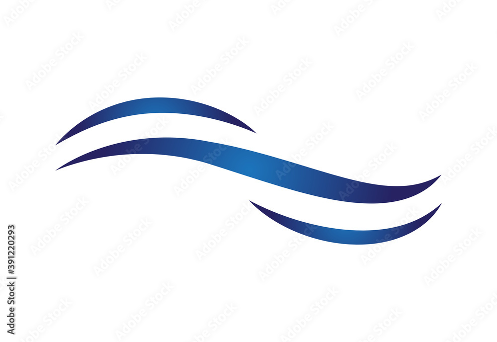Naklejka premium Water wave icon isolated on white background. Flat water wave icon for water logo design and icon template. Water wave vector 