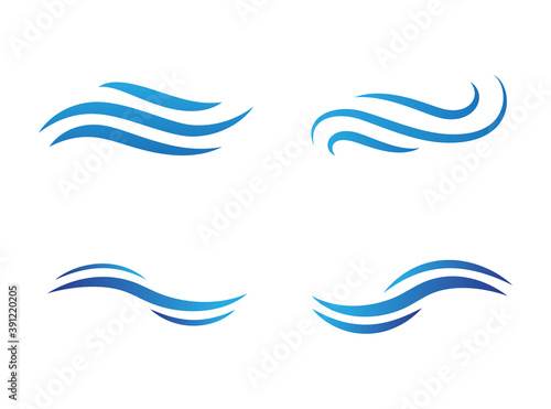 Water wave icon set isolated on white background. Collection of flat water wave icon for water logo design and icon template. Water wave vector 