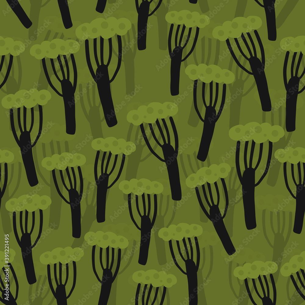 seamless cute hand draw green tree pattern background seamless cute hand draw green tree pattern background