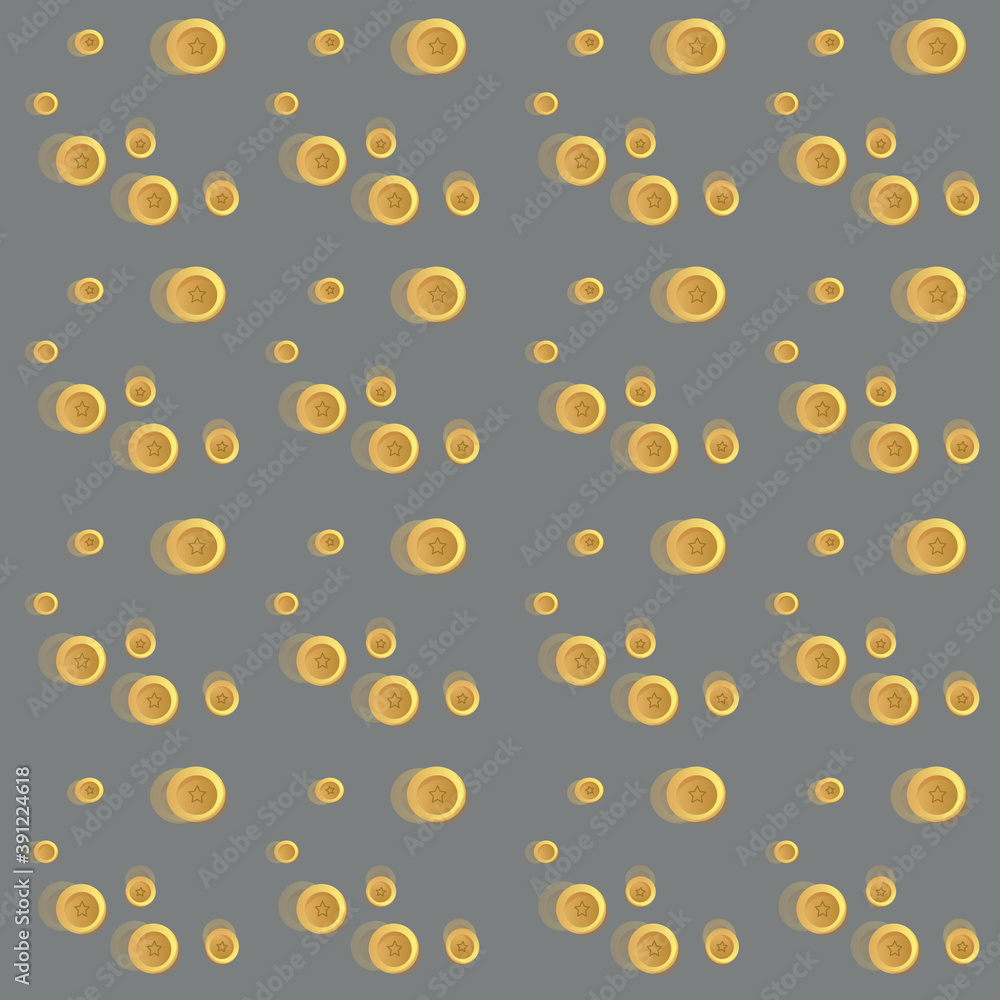 Seamless pattern background made of gold floating coins. Seamless pattern background made of gold floating coins.
