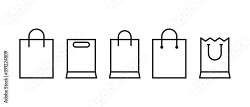 Shopping bag line icon set. Vector. EPS 10 photo