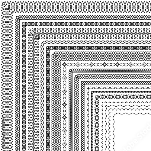 Vector set of corner brushes in a modern linear style
