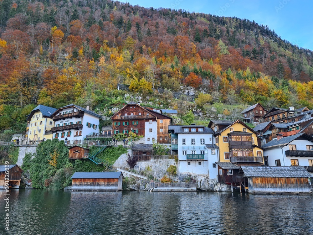 The village of Hallstatt, Austria, in the Alps