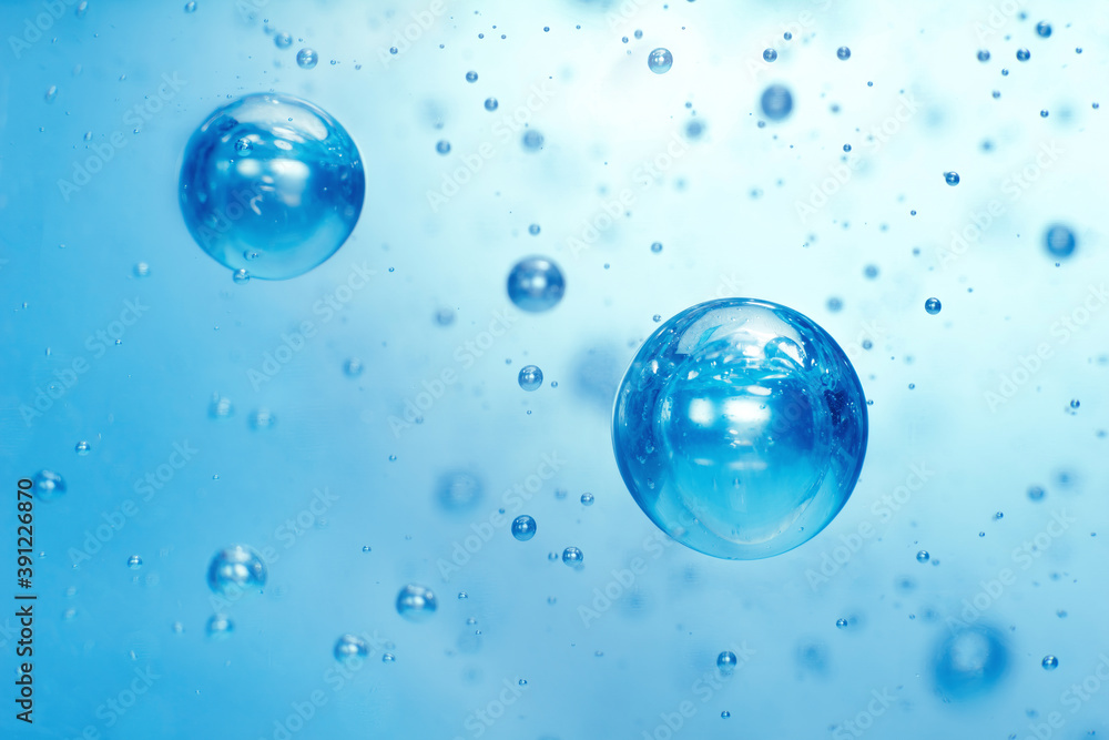 Light blue Air bubbles in alcohol gel. anti virus COVID-19 backdrop. Abstract background about cleanliness, shampoo bubbles, macro bubbles Light blue Air bubbles in alcohol gel. anti virus COVID-19 backdrop. Abstract background about cleanliness, shampoo bubbles, macro bubbles
