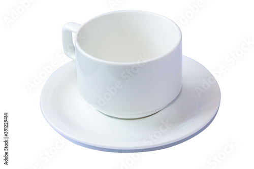 White coffee cup on white background .