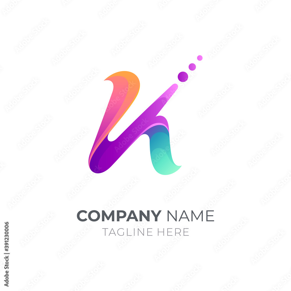 K logo wave water bubbles. Colorful initial letter logo design K logo wave water bubbles. Colorful initial letter logo design