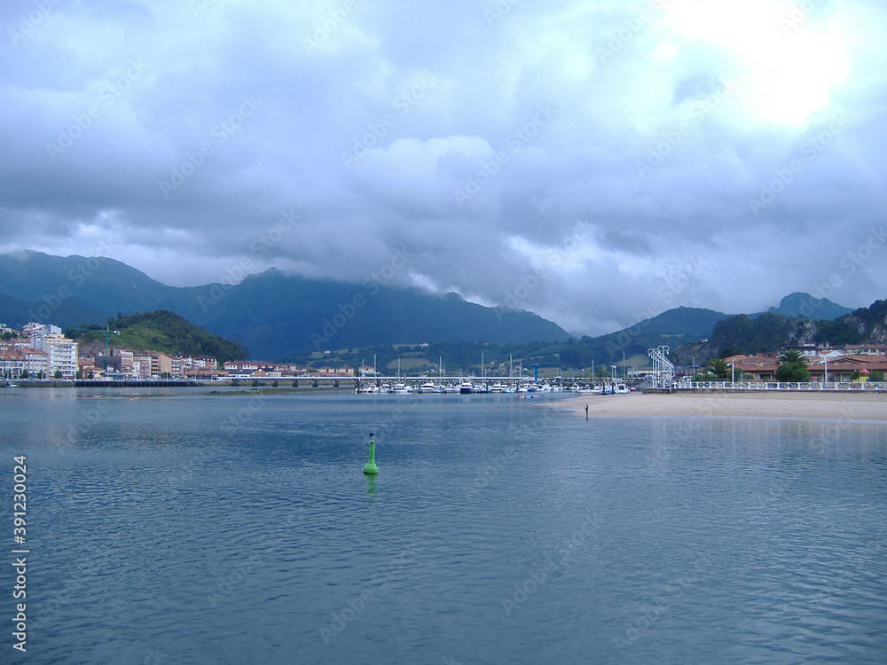 The coastal town of Ribadesella in Asturias. Spain