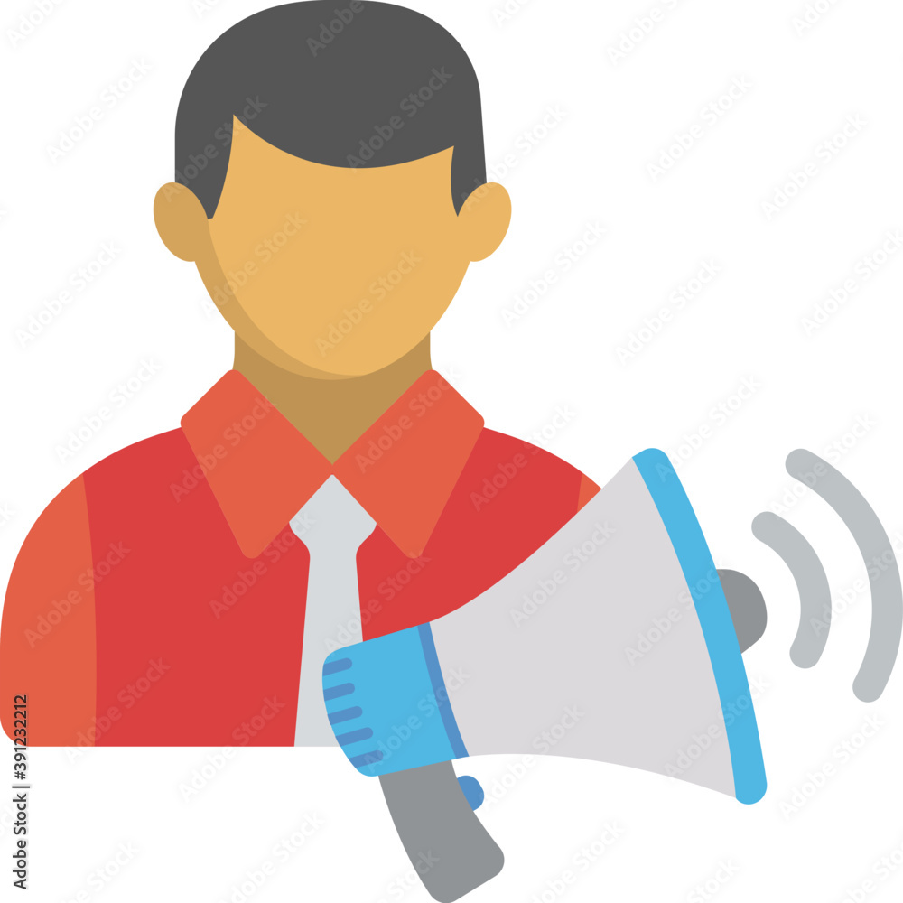 
A person with a loudspeaker representing company wide announcement flat icon
