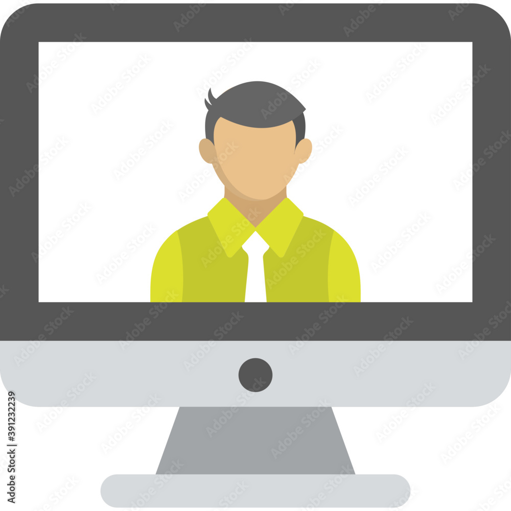 A person picture inside an LCD flat icon, concept of video calling
A person picture inside an LCD flat icon, concept of video calling
