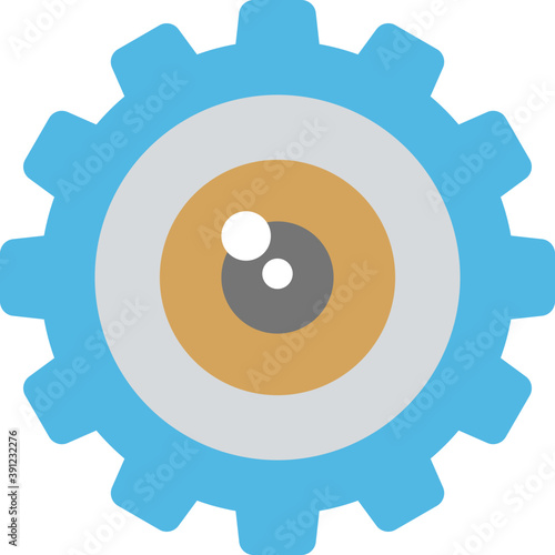  An eye inside a gear flat icon, concept of statistical vision 