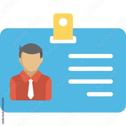 
Flat icon of an employer ID card 
