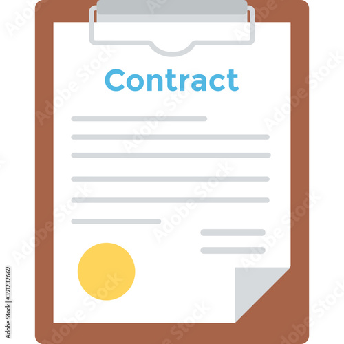 
Flat icon of a paper board with a contract page on top 
