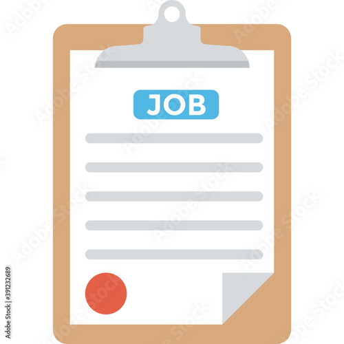 
Flat icon of a paper board with a contract page on top 
