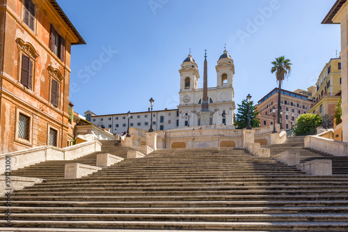 Empty historic spanish stairs at Piazza di Spagna in Rome, Italy