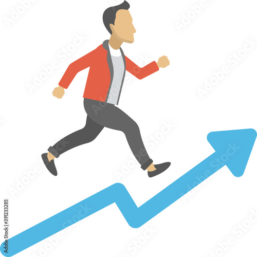  Person going upwards with an arrow flat icon  © Vectors Market