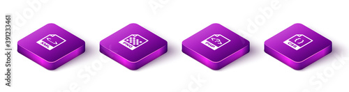 Set Isometric XML file document, PNG, PHP and CSS icon. Vector.