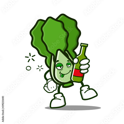 cute lettuce cartoon mascot character