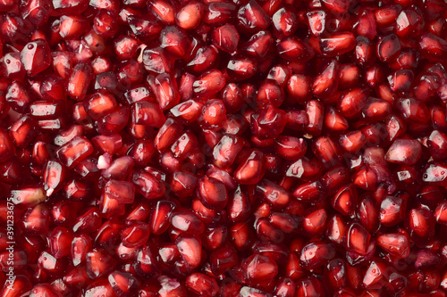 Pomegranate texture background, top view
