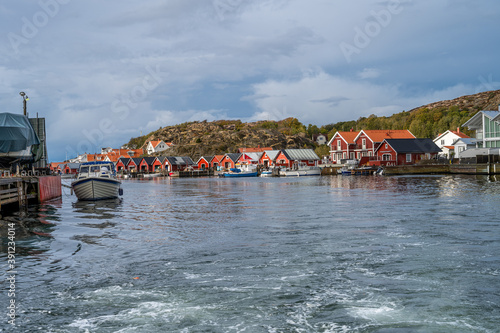 A typical fishing village on the Swedish Atlantic coast. Picture from Hamburgsund, Vastra Gotaland, Sweden photo