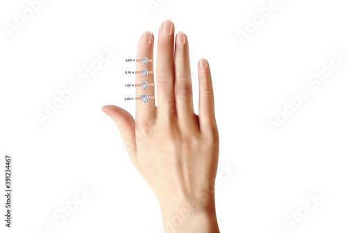 0.80 carat to 2.00 carat Wedding Diamond Ring Comparison on Hand