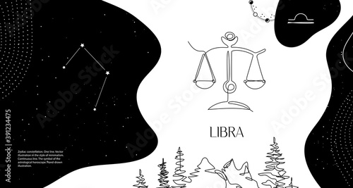 Zodiac background. Constellation Libra. The element is air.